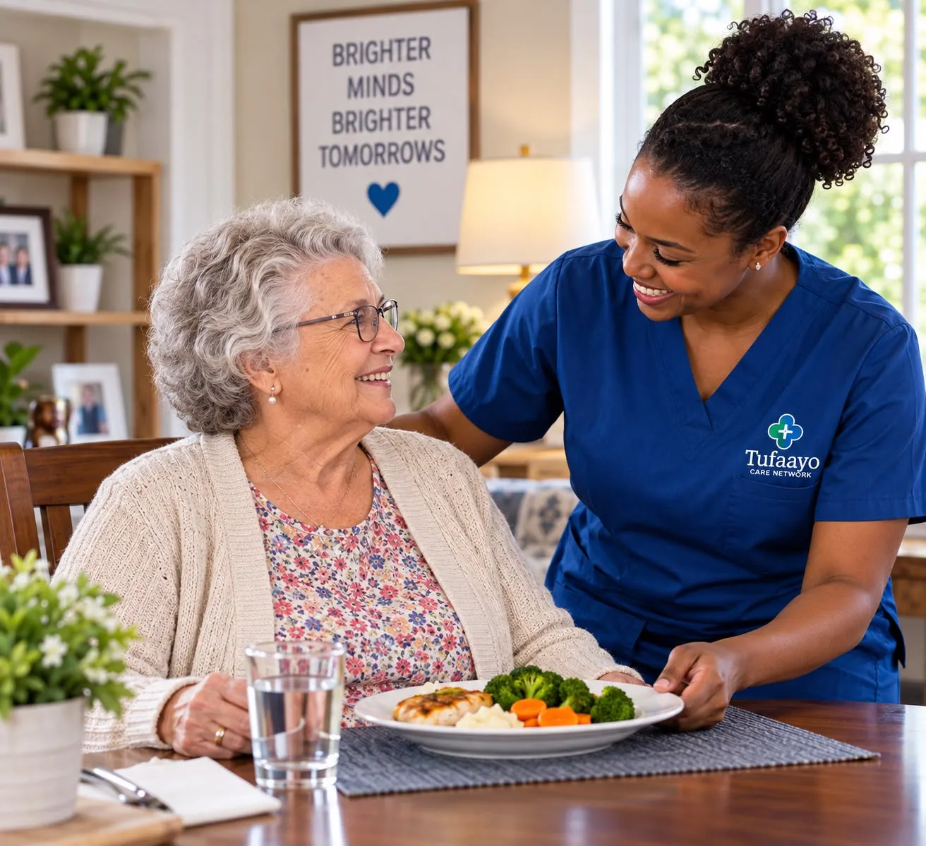 Caregiver with a senior client