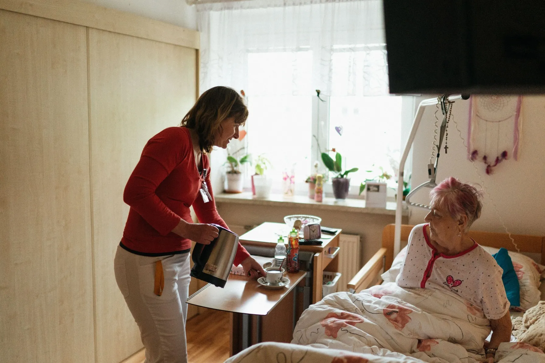 Senior client receiving personal care